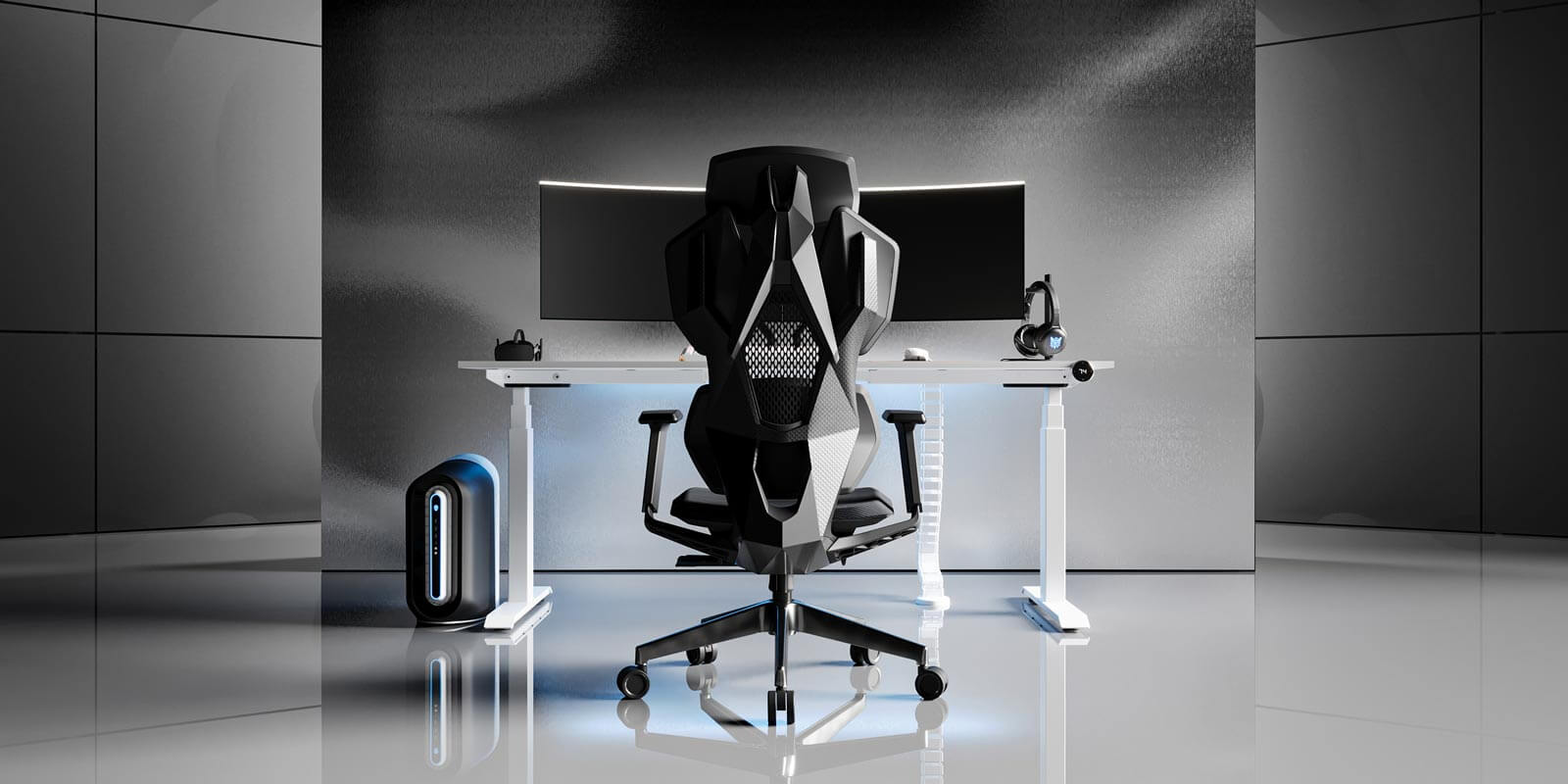 Astron Grey with Chrome Frame Ergonomic Gaming Chair